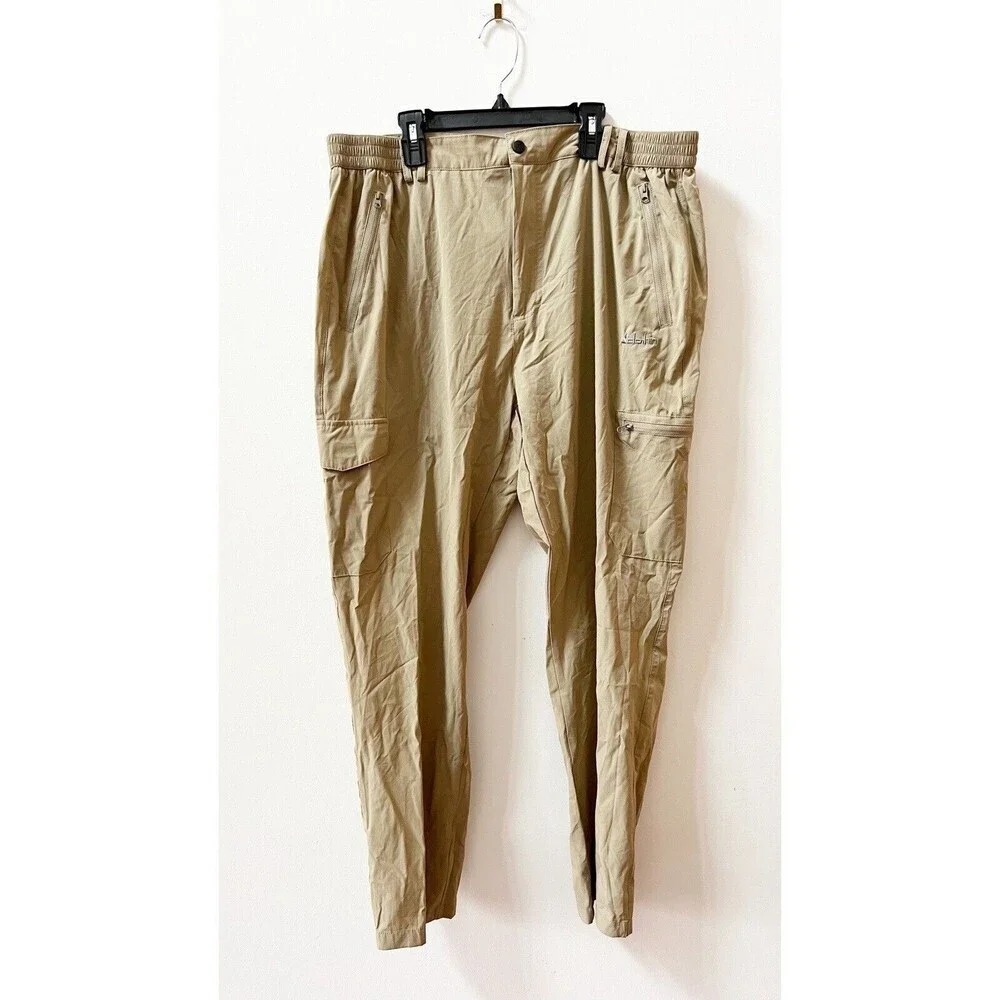 Clothin Mens Khaki Outdoor Lightweight Hiking Utility Pants Pockets 38x30 Nylon~